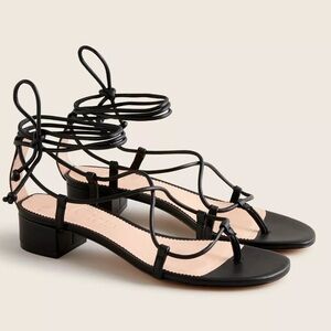 J.Crew Lace Up Strappy Black Leather Sandals